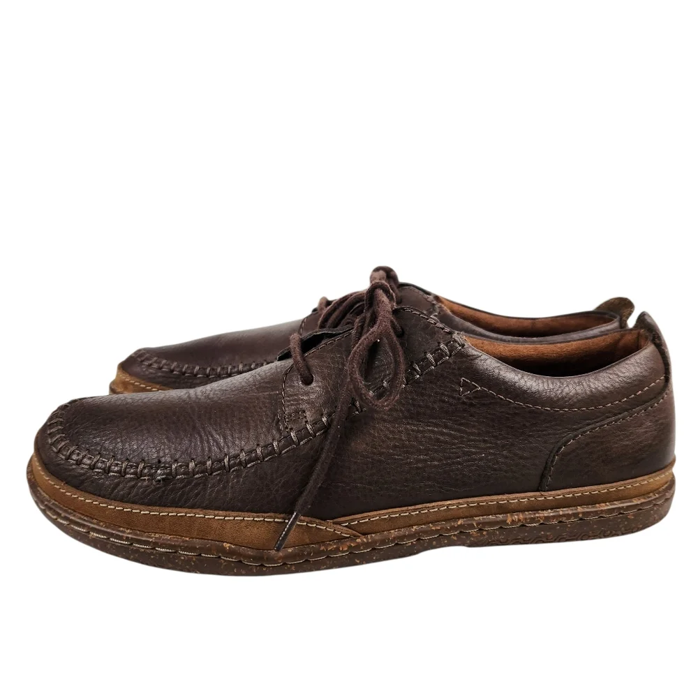 Clarks Trapell Pace Brown Leather Oxfords Moc Derby Wallabee Shoes Mens Size 8.5